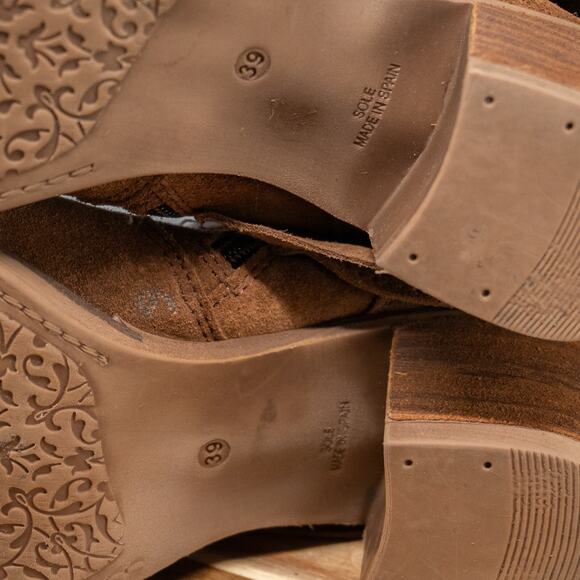 Chocolat Blu Brown Suede Ankle Boots Decorative Braided Straps Buckles Size 8.5 - Picture 7 of 7